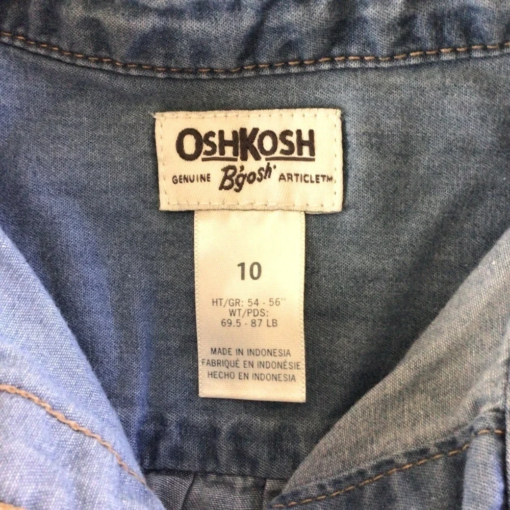 OshKosh B’gosh Blue Denim Button Down Shirt - Size 10